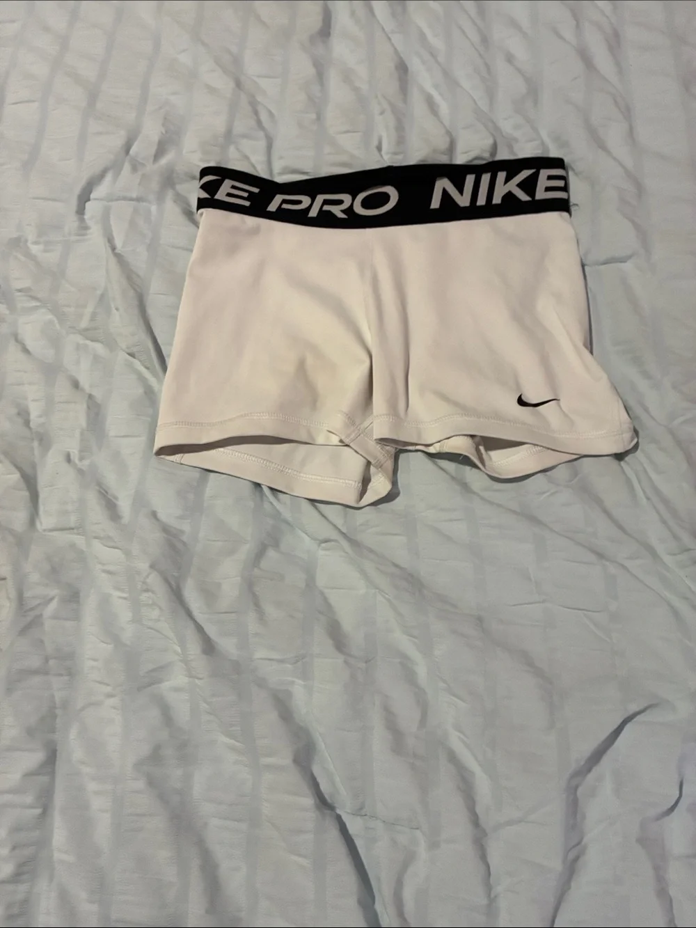 Nike White Performance Shorts with Black Branded Waistband